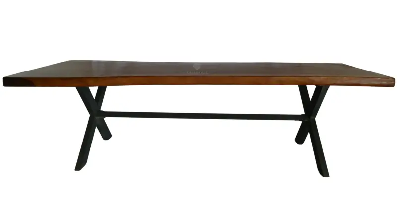 Artikelbild 4 des Artikels “Naturholztisch suar mit Metallbeinen X-style, 304cm Länge, 115cm Breite, 83,5cm Höhe. Tischplatte 7cm Dicke “